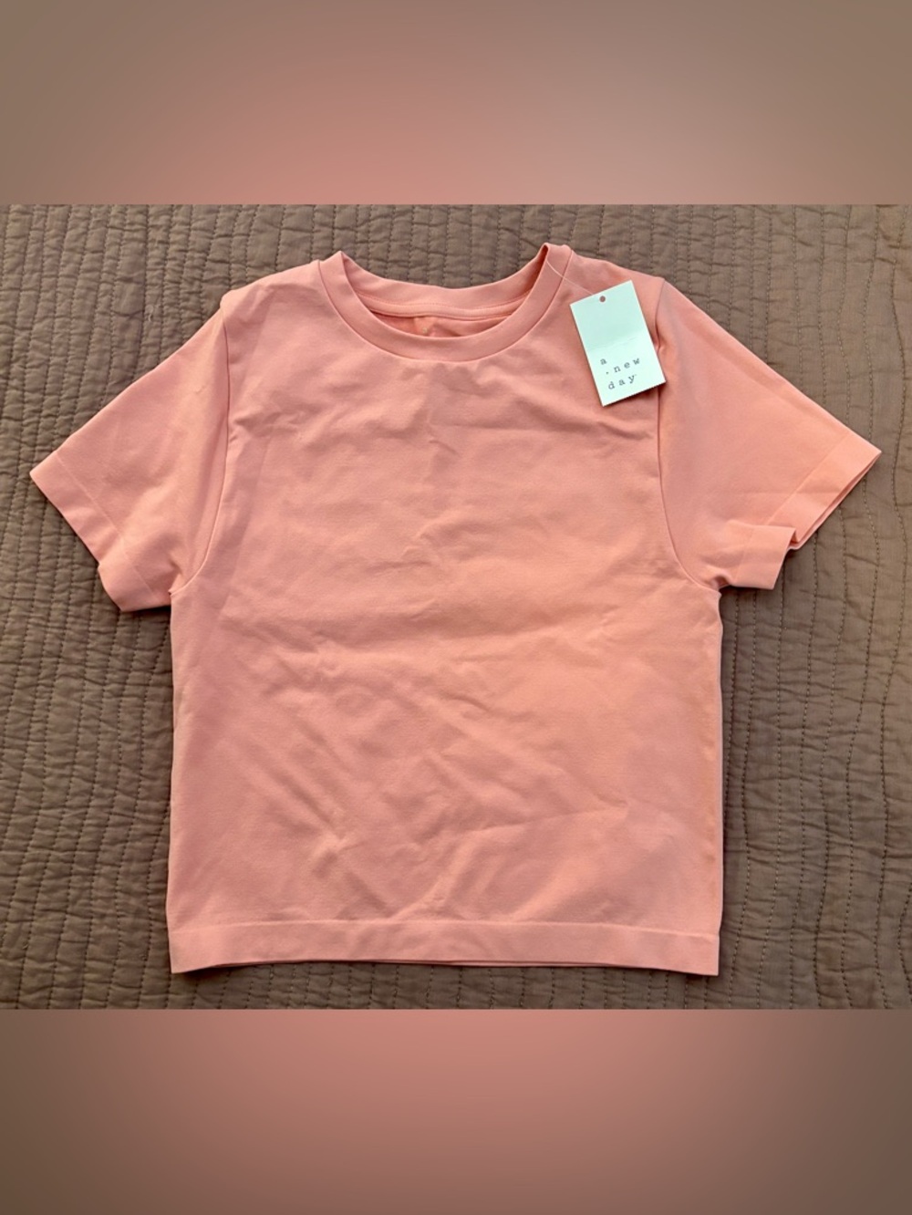 a new day Peachy Pink Short-Sleeve Cropped Sculpt Crew Tee